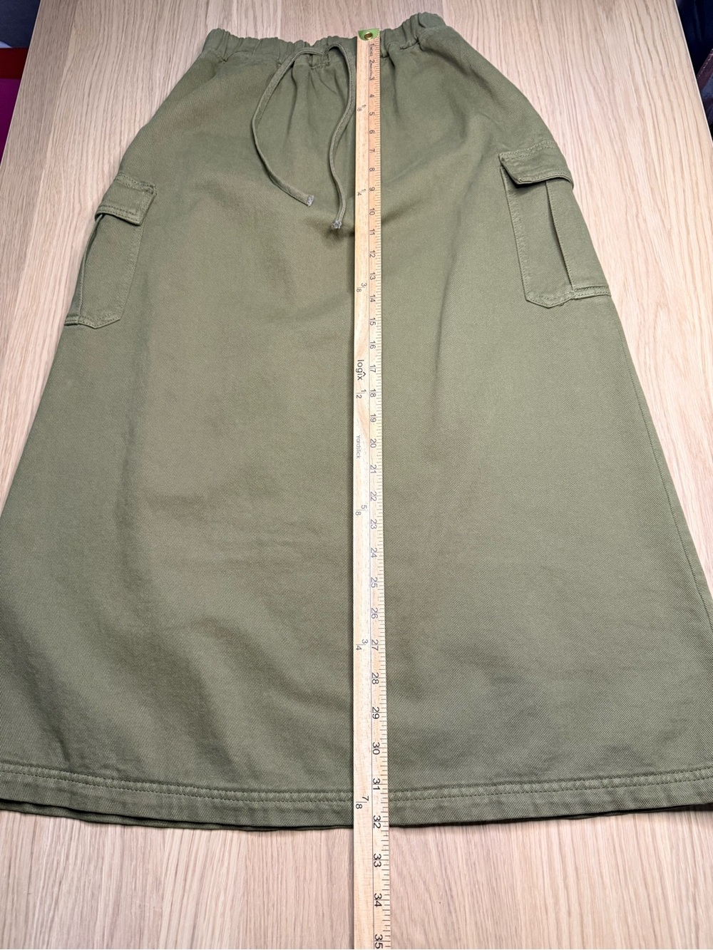 ASOS DESIGN A-Line Utility Cargo Boho Pockets Green Khaki Maxi Skirt Womens S - Picture 7 of 10